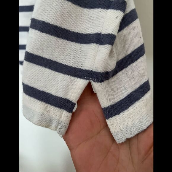 Madewell off white with gray stripes Hiatus sleeveless top,slightly distressed,M - Picture 9 of 12